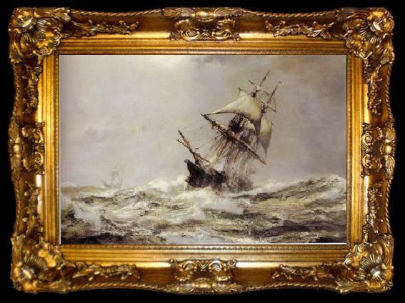 framed  unknow artist Seascape, boats, ships and warships. 87, ta009-2